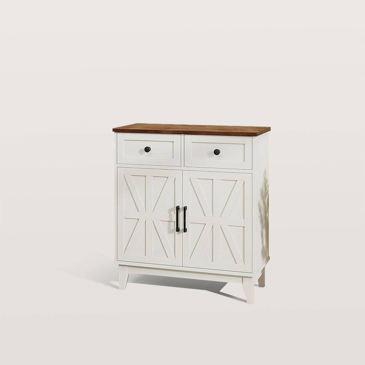 Farmhouse Storage Cabinet with Barn Doors and Drawers