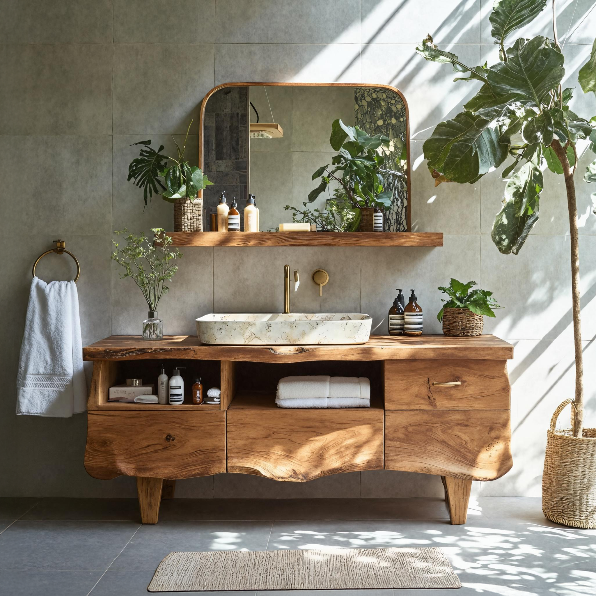 Farmhouse Wooden Vanity For Bathroom Interior Design SILDTTRBRV020