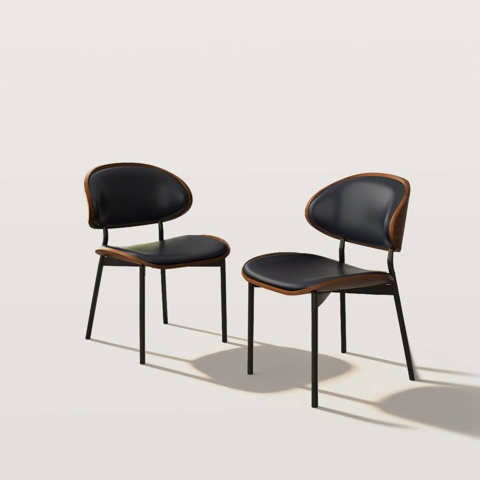 Faux Leather Dining Chair with Curved Backrest