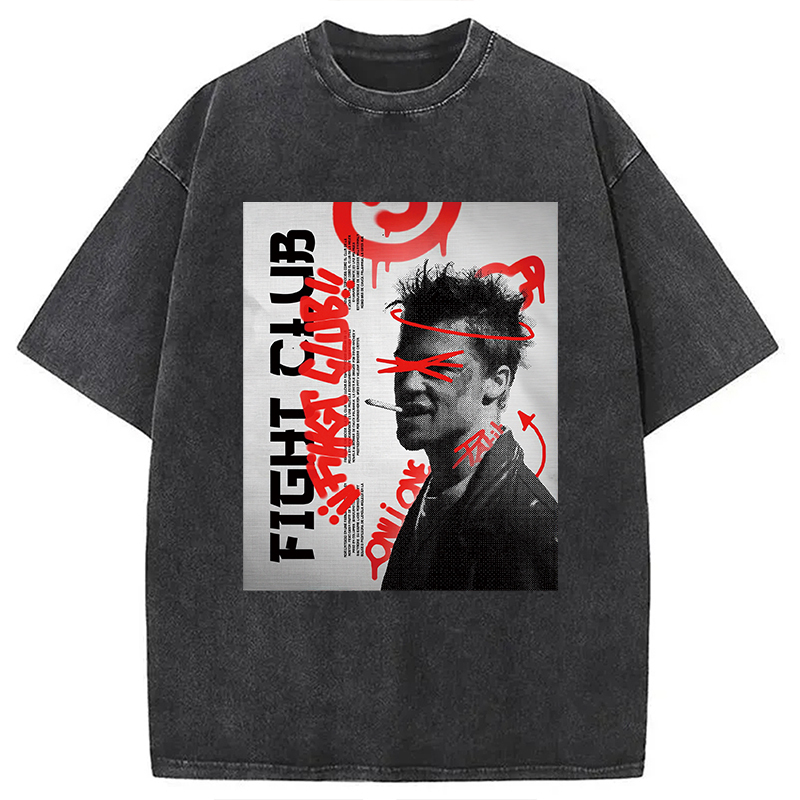 Fight Club Washed T-Shirt Everyday Comfort Graphic Shirt Gifts For Besties
