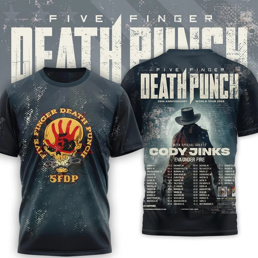 Five Finger Death Punch 20th Anniversary Tour T-Shirt Metal Band Merch Best Gift For Music Fans