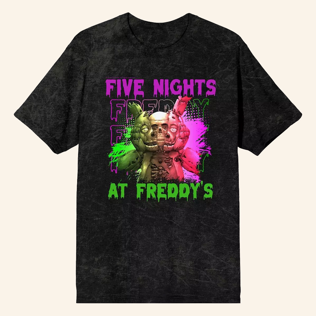 Five Nights At Freddy's Merch Five Nights At Freddy's Split Robotic Wash T-Shirt Friends Gifts