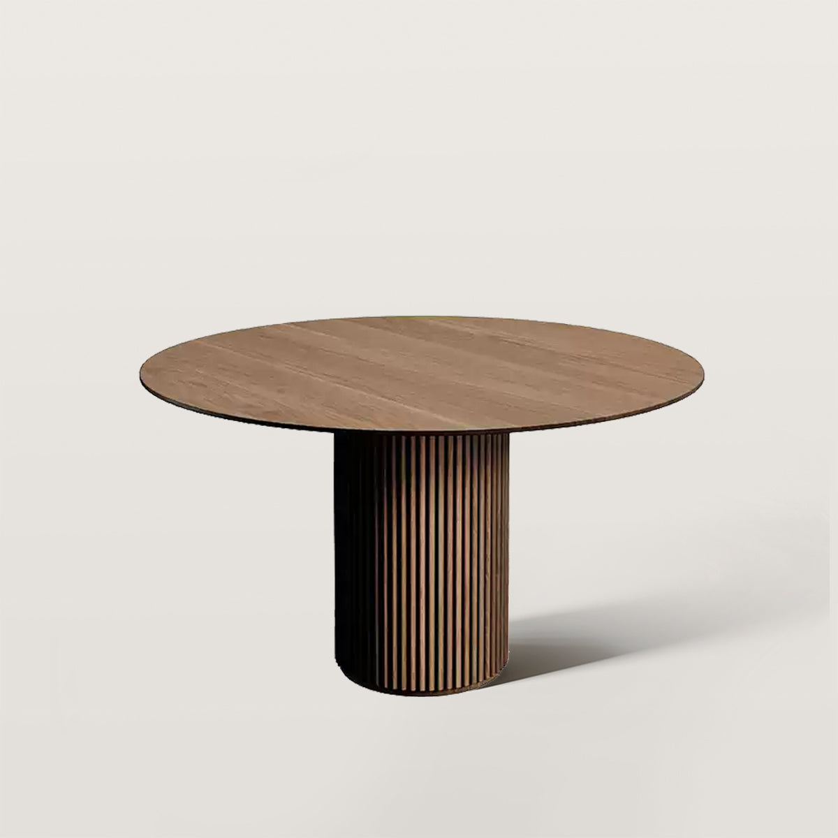 Flat Round Dining Table with Cylindrical Base