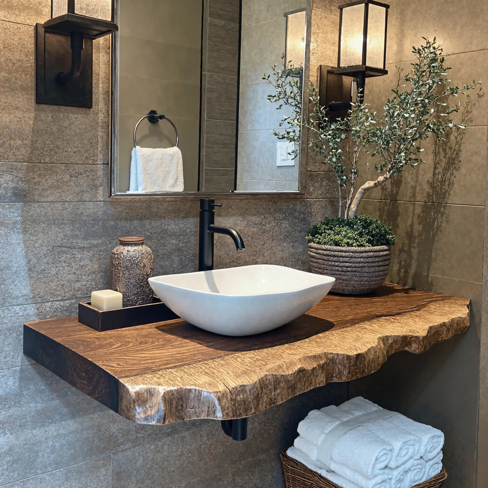 Floating Vanity Shelf For Bathroom With Modern Wooden Design SILDTBRV185