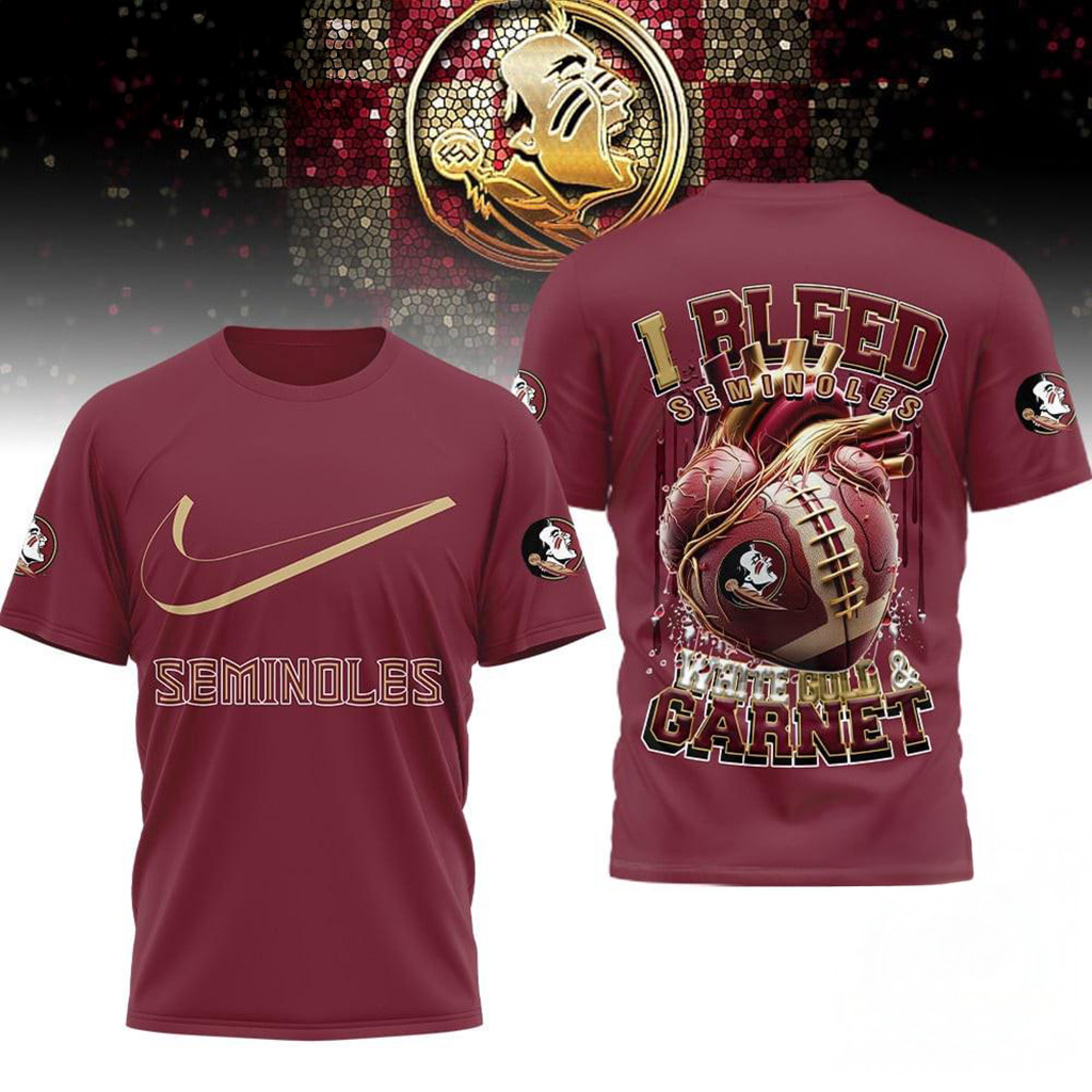 Florida State Seminoles 2025 NCAA I Bleed Shirt Seminoles Merch Football Related Gifts