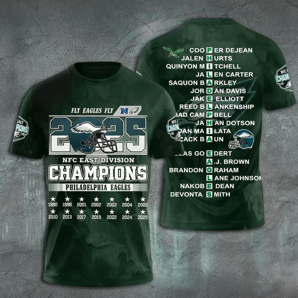 Fly Eagles Fly 2025 NFC East Champions Philadelphia Eagles T-Shirt Eagles Merch Best Gift For NFL Fans
