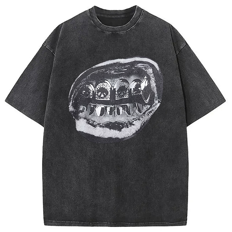 Foil Diamonds Lips Washed T-Shirt Minimal Retro Graphic Clothing Gifts For Him
