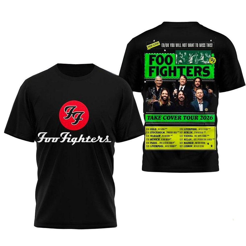 Foo Fighters Take Cover Tour 2026 T-Shirt Band Merch Best Gift For Rock Music Fans
