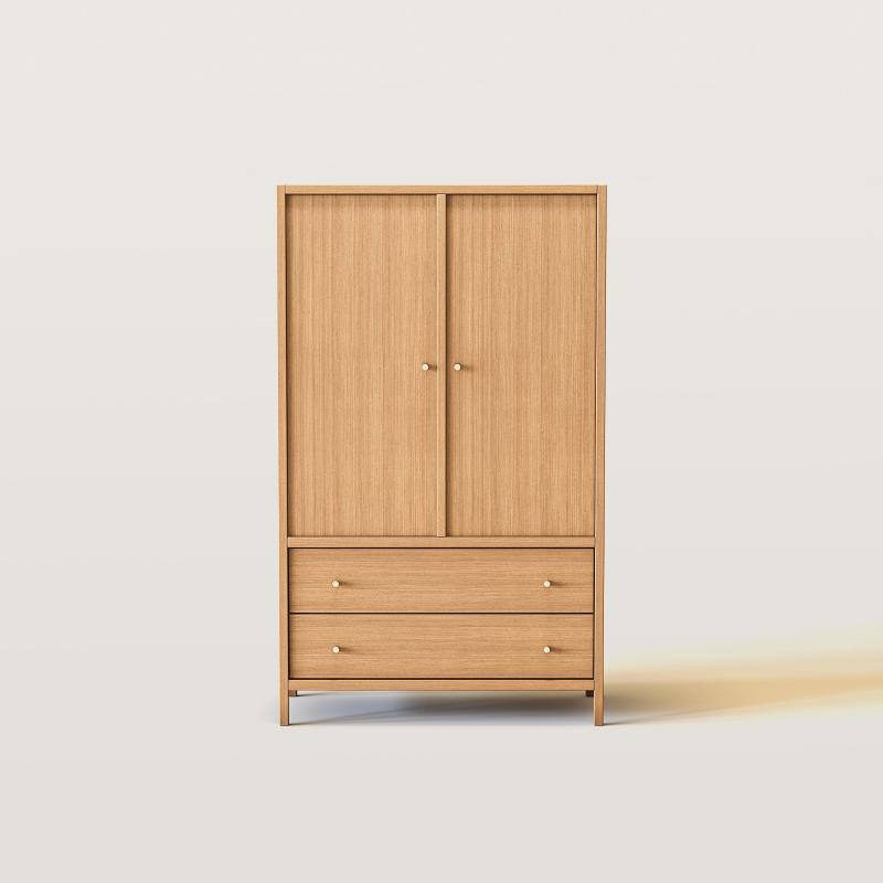 Freestanding Bedroom Armoire Wardrobe with 2 Drawers