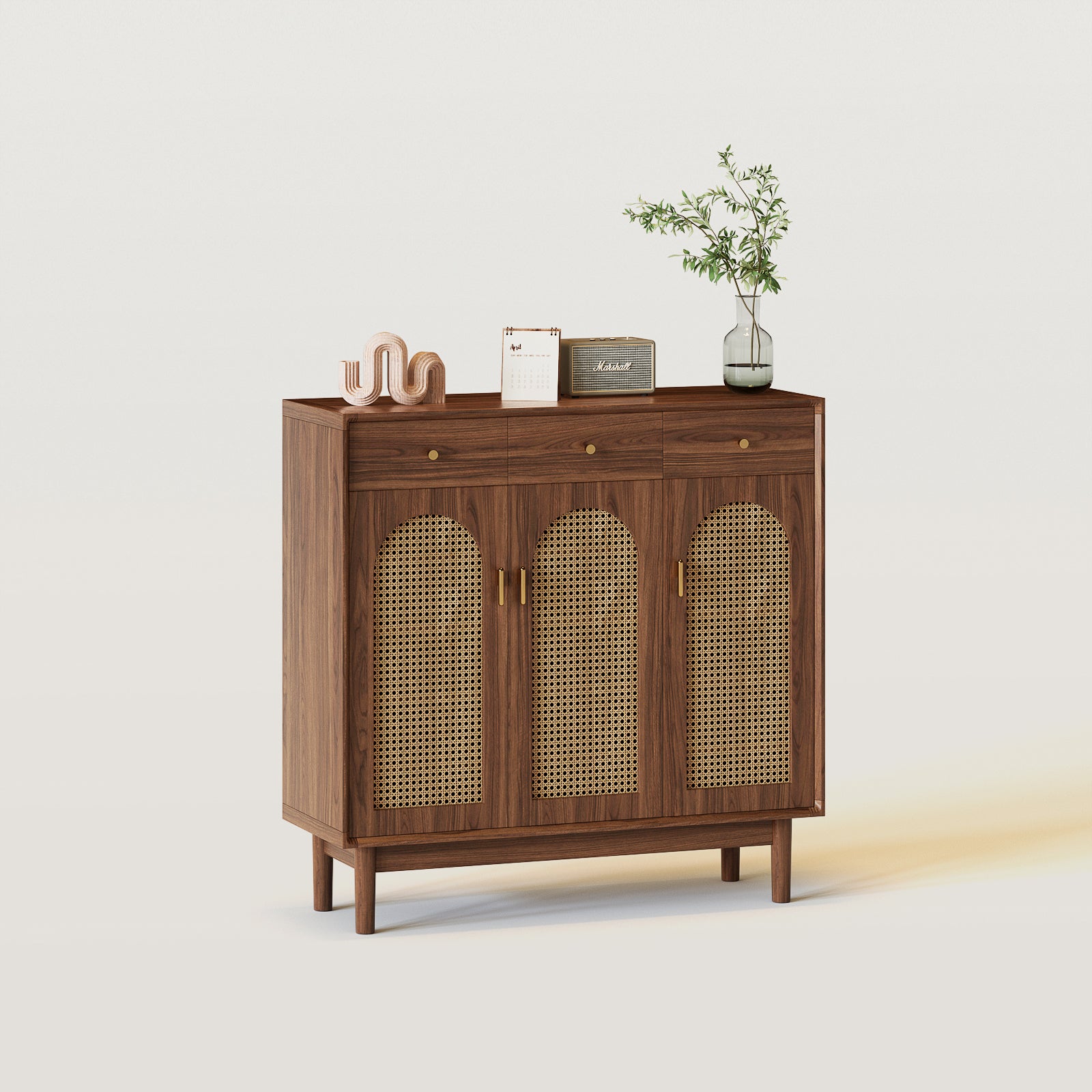 Freestanding Rattan Shoe Cabinet for Storage