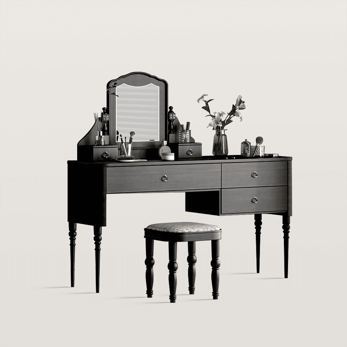 French Style Makeup Vanity Set with 3 Drawers