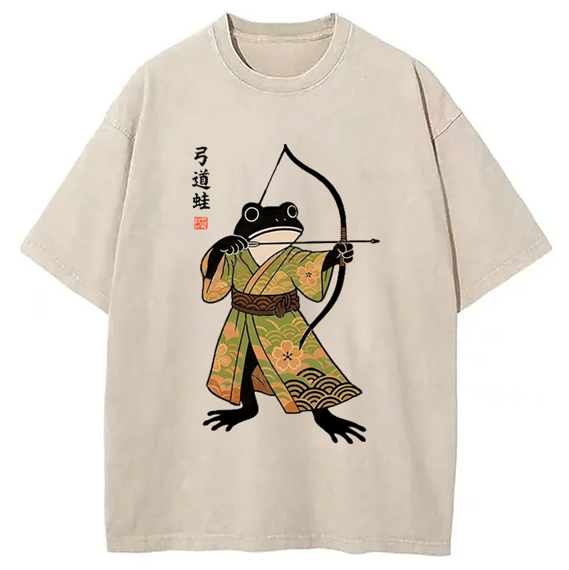 Frog Shooter Washed T-Shirt Classic Graphic Fashion Tee Gifts For Friends