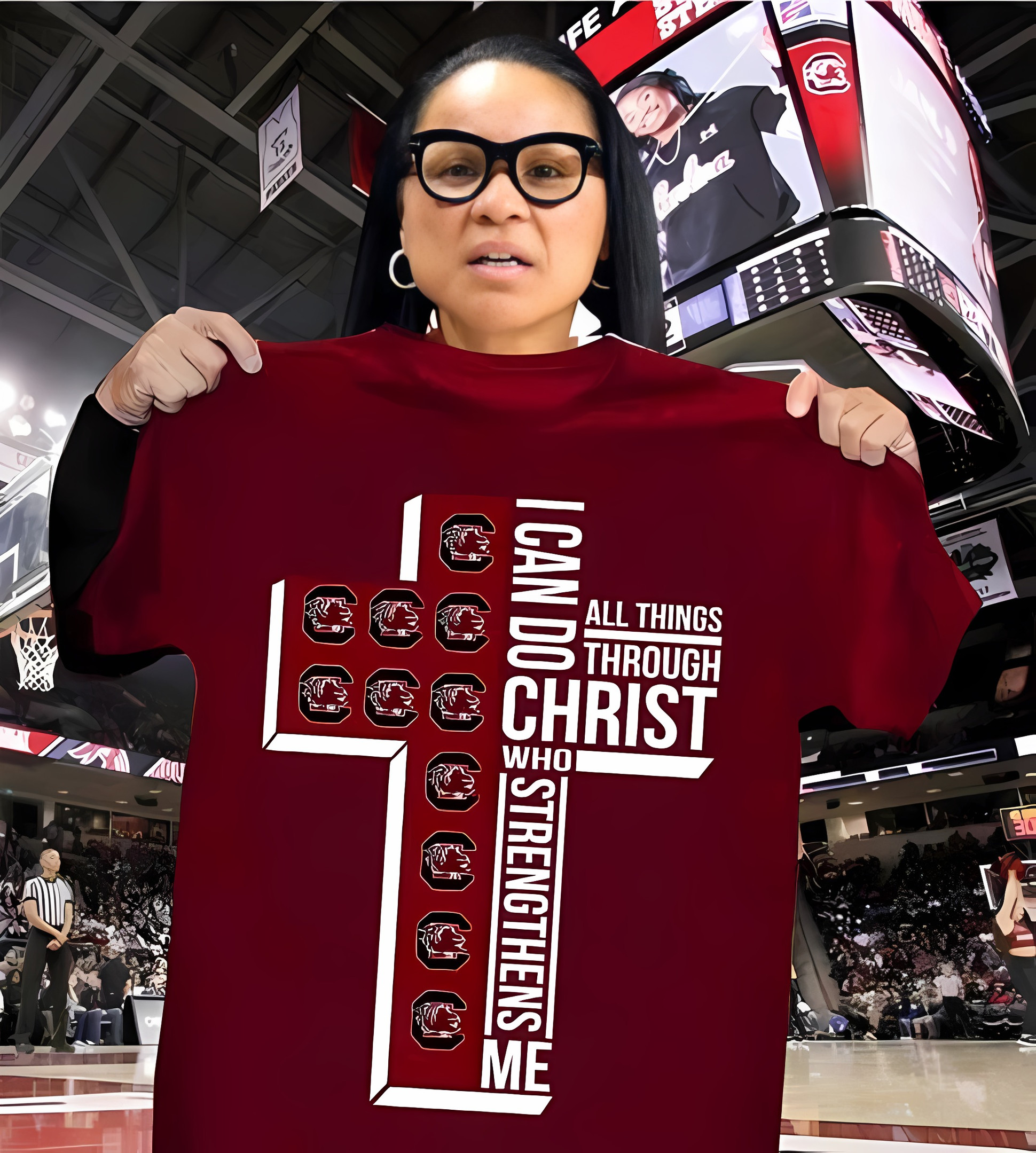 Gamecocks Basketball Faith Shirt I Can Do All Things Through Christ Strengthens Me Fan Gift
