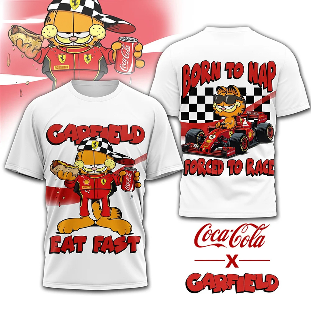 Garfield Ferrari F1 Racing Born To Nap Forced To Race T-Shirt