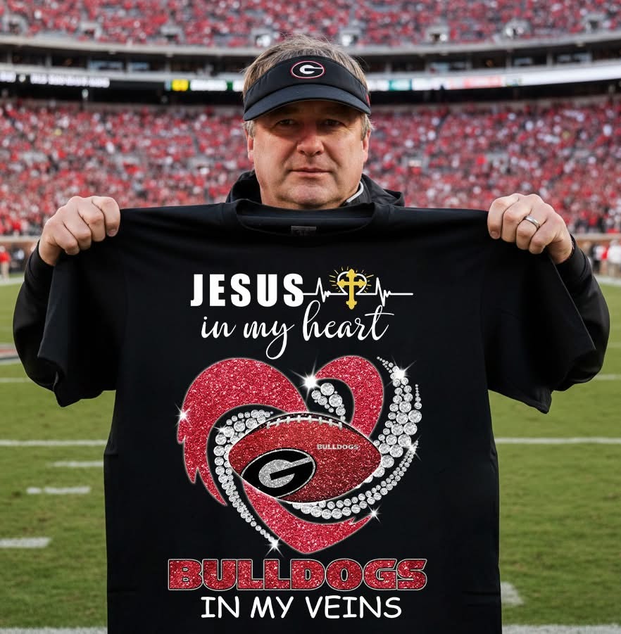 Georgia Bulldogs Faith Shirt Jesus In My Heart Bulldogs In My Veins Best Gift For Football Fans