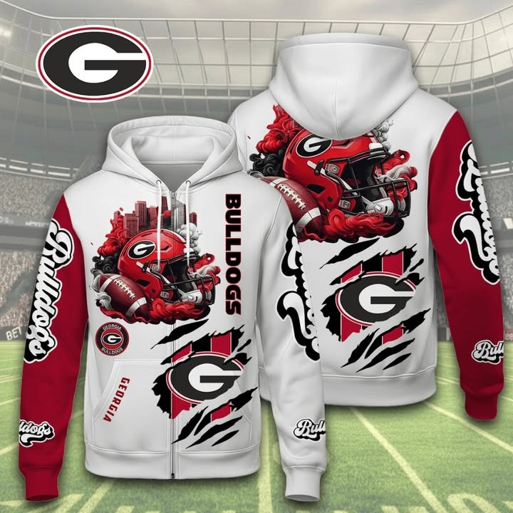 Georgia Bulldogs Football Power Helmet Zip Hoodie Best Gift For Football Fans