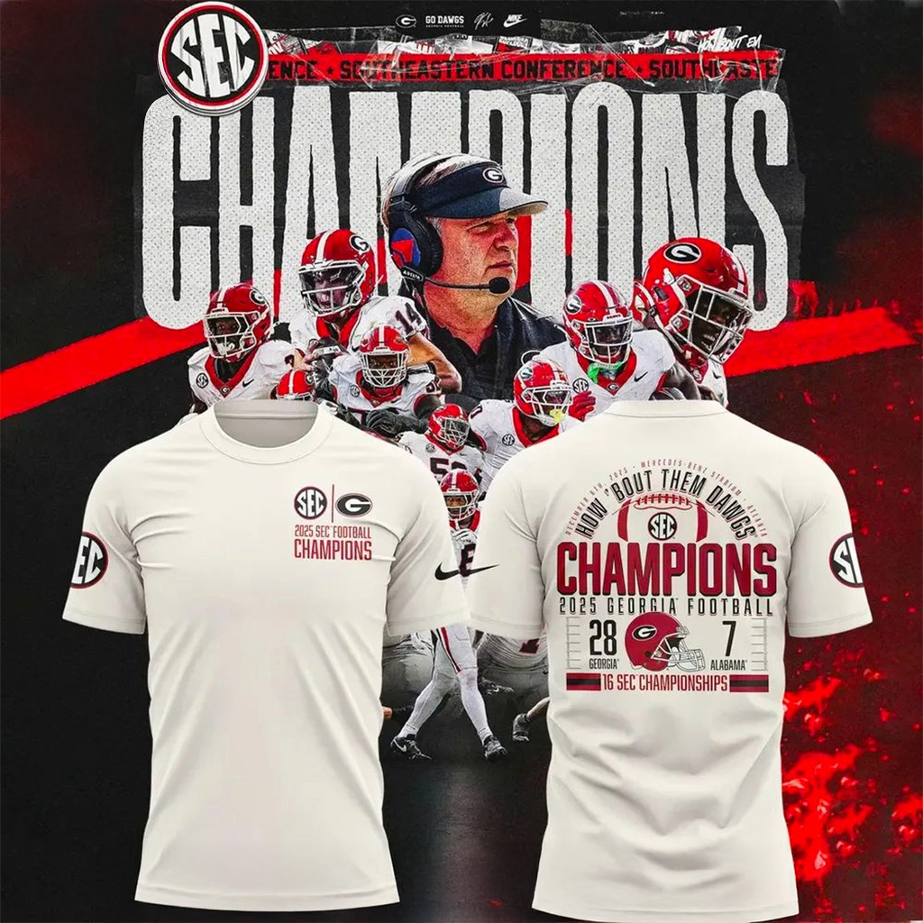 Georgia Bulldogs SEC Football Champions Score T-Shirt College Football Apparel Best Gift For Fans