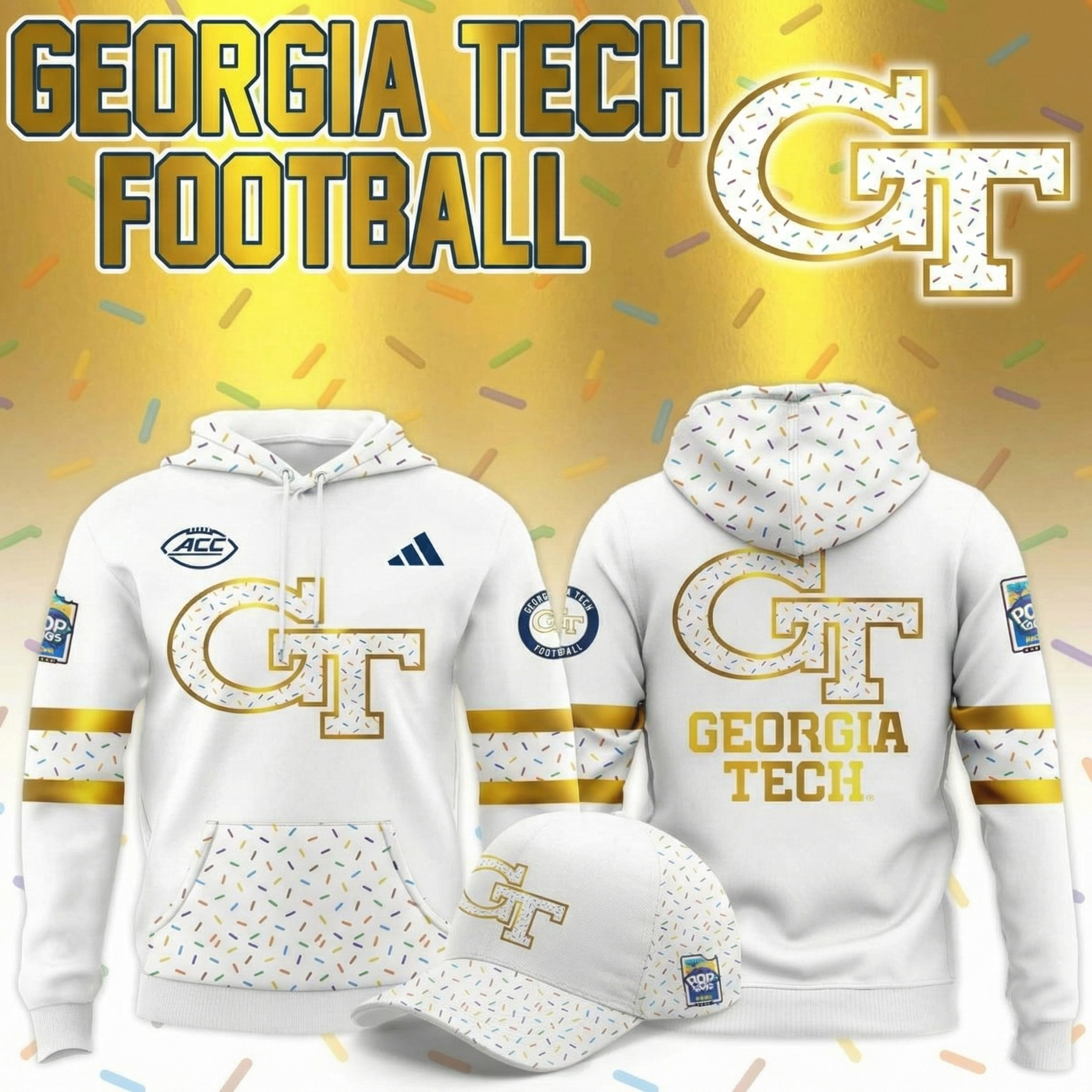 Georgia Tech Football Frosted Sprinkled Pop Tarts Bowl Orlando Hoodie Tech Merch Gift For Football Fans