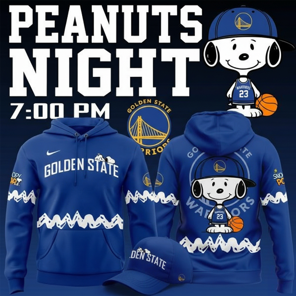 Golden State Warriors Merch x Peanuts Night NBA Champs Hoodie Warriors Apparel Basketball Fans Gifts