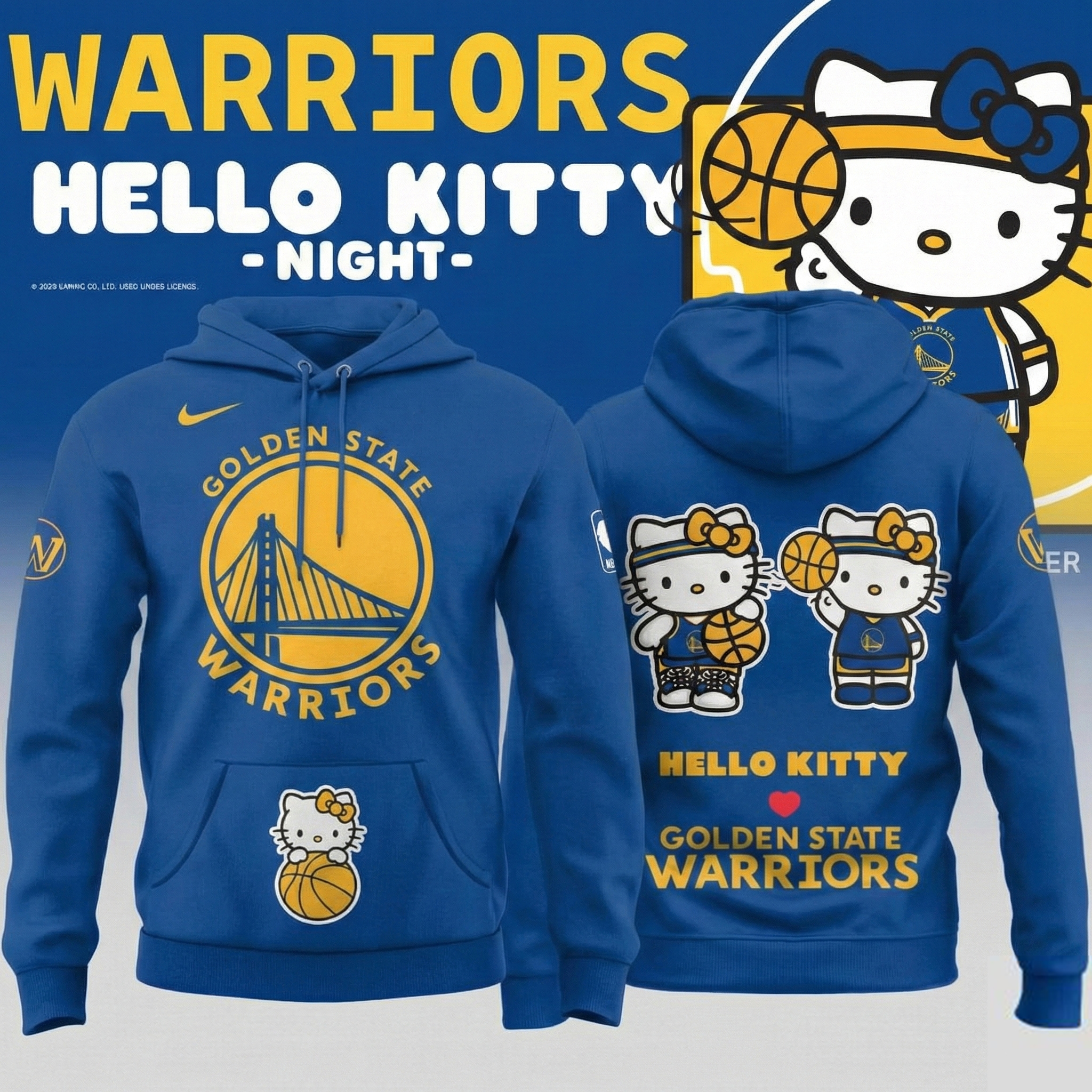 Golden State Warriors x Hello Kitty Night 2026 NBA Hoodie Warriors Clothing Cool Gift For NBA Fans