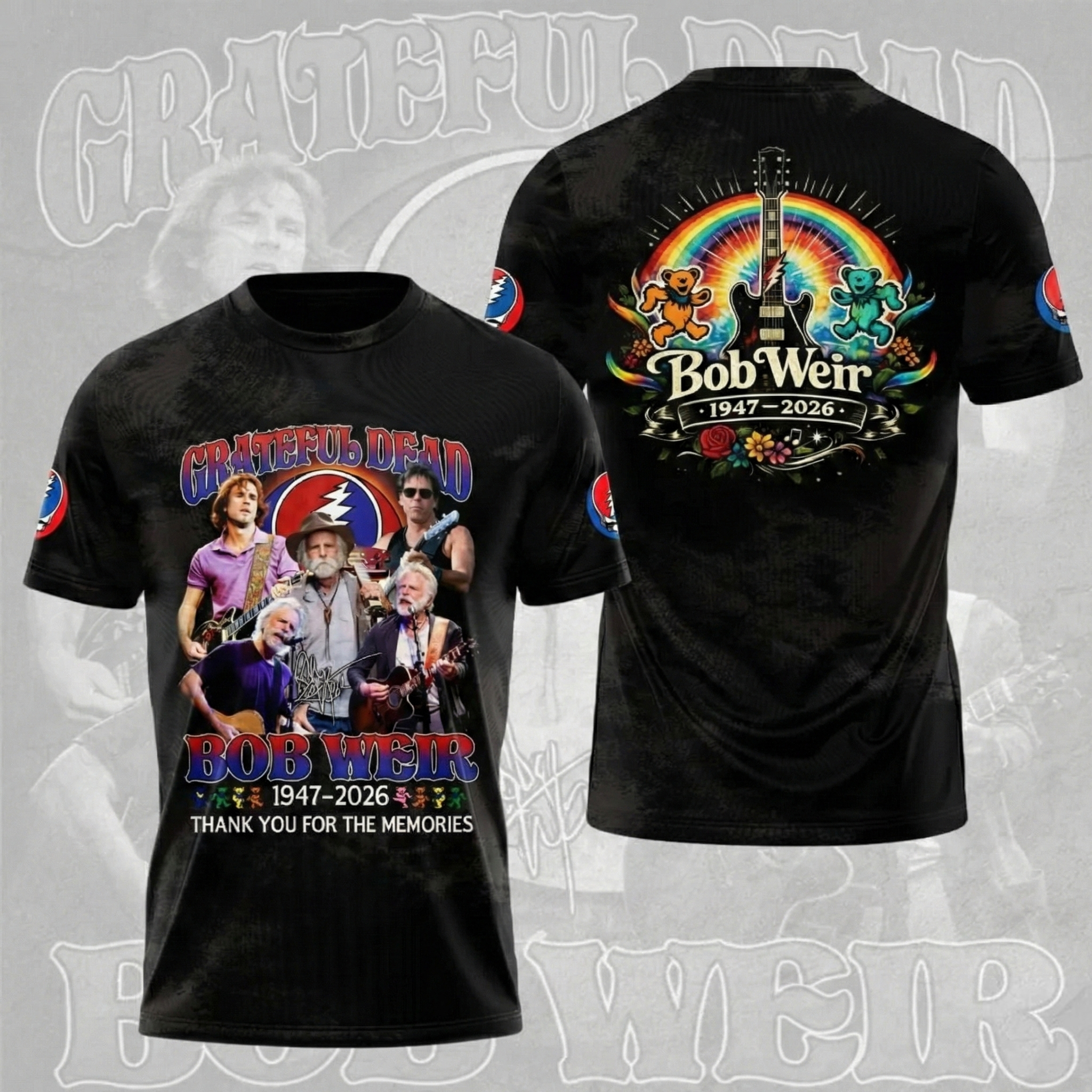 Grateful Dead Merch Bob Weir Signature Thank You For The Memories T-Shirt Grateful Dead Apparel Fans Gifts
