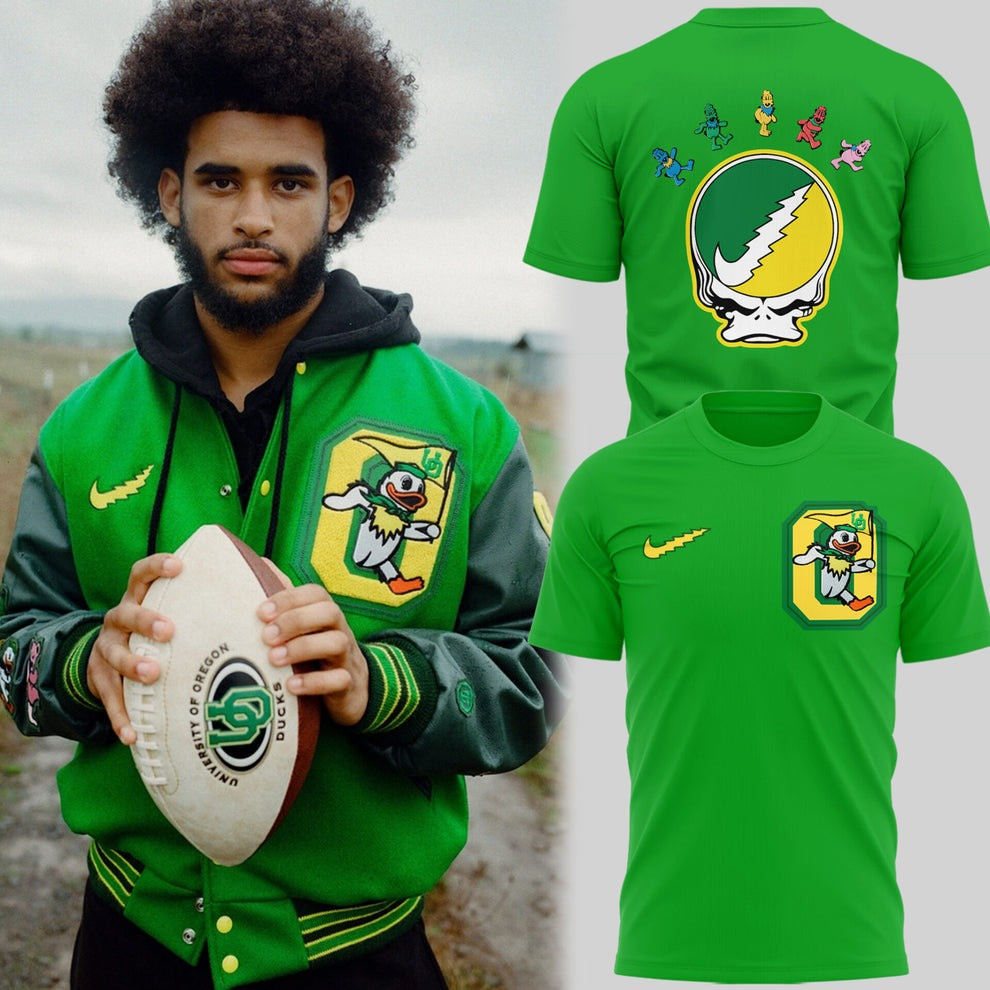 Grateful Dead x Oregon Ducks Green T-Shirt Oregon Ducks Merch Presents For Football Lovers