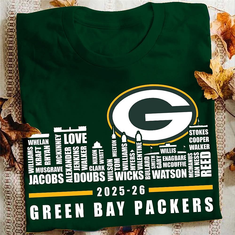 Green Bay Packers 2025 2026 Skyline Team Players T-Shirt Best Gift For Football Fans