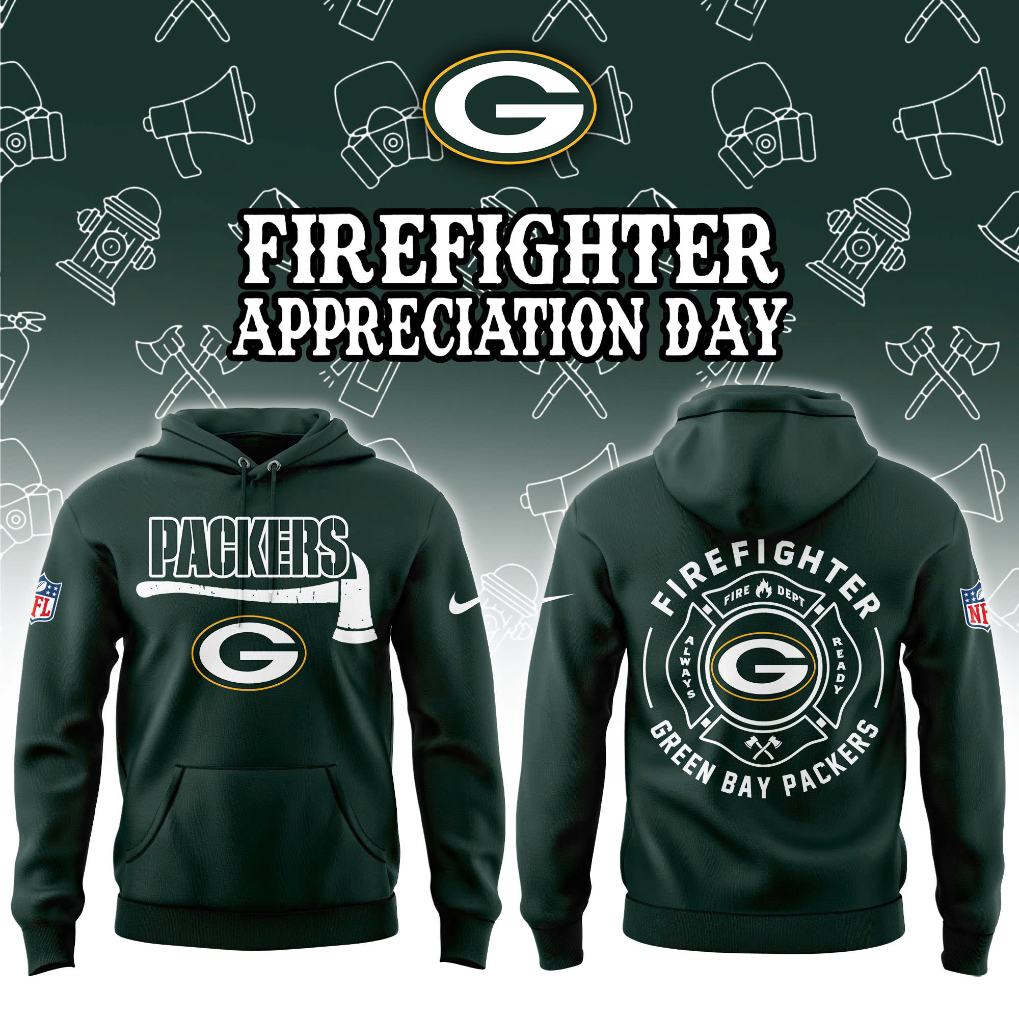 Green Bay Packers Firefighter Appreciation Day Limited Edition Hoodie NFL Fan Gifts