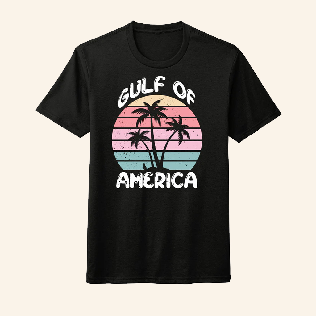 Gulf Of America T-Shirt Beach Sunset Palm Tree Shirt Patriotic For Mom