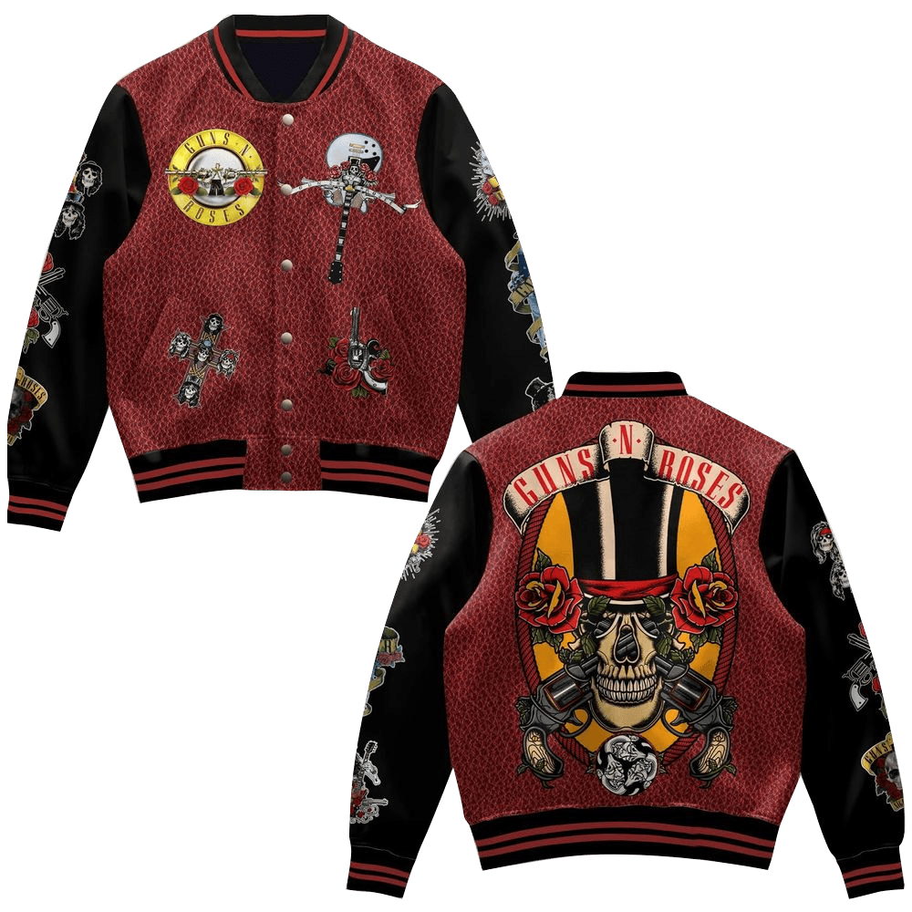 Guns N' Roses Skull Rock Varsity Jacket Guns N' Roses Merch Gifts For Father's Day Ideas
