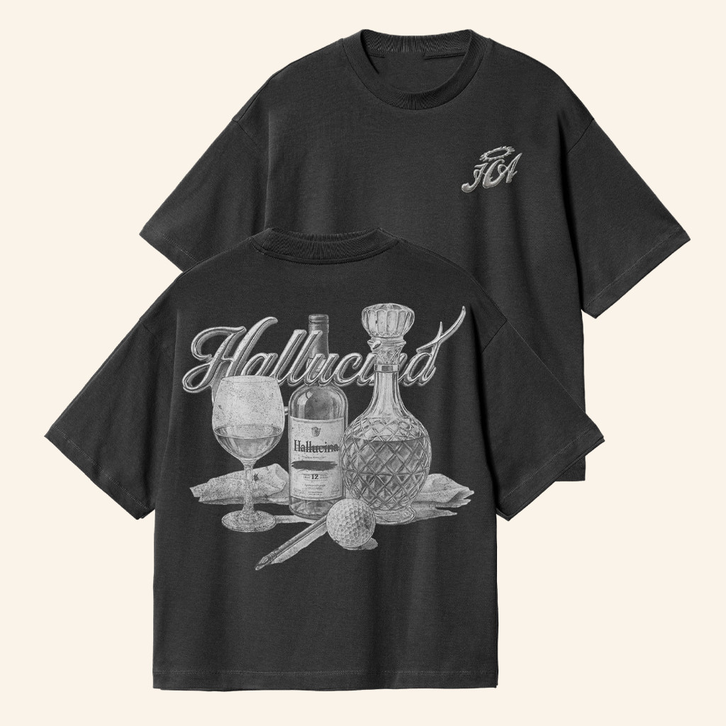 Hallucina Merch Black Chrome Bottle T-Shirt Christmas Presents For Him