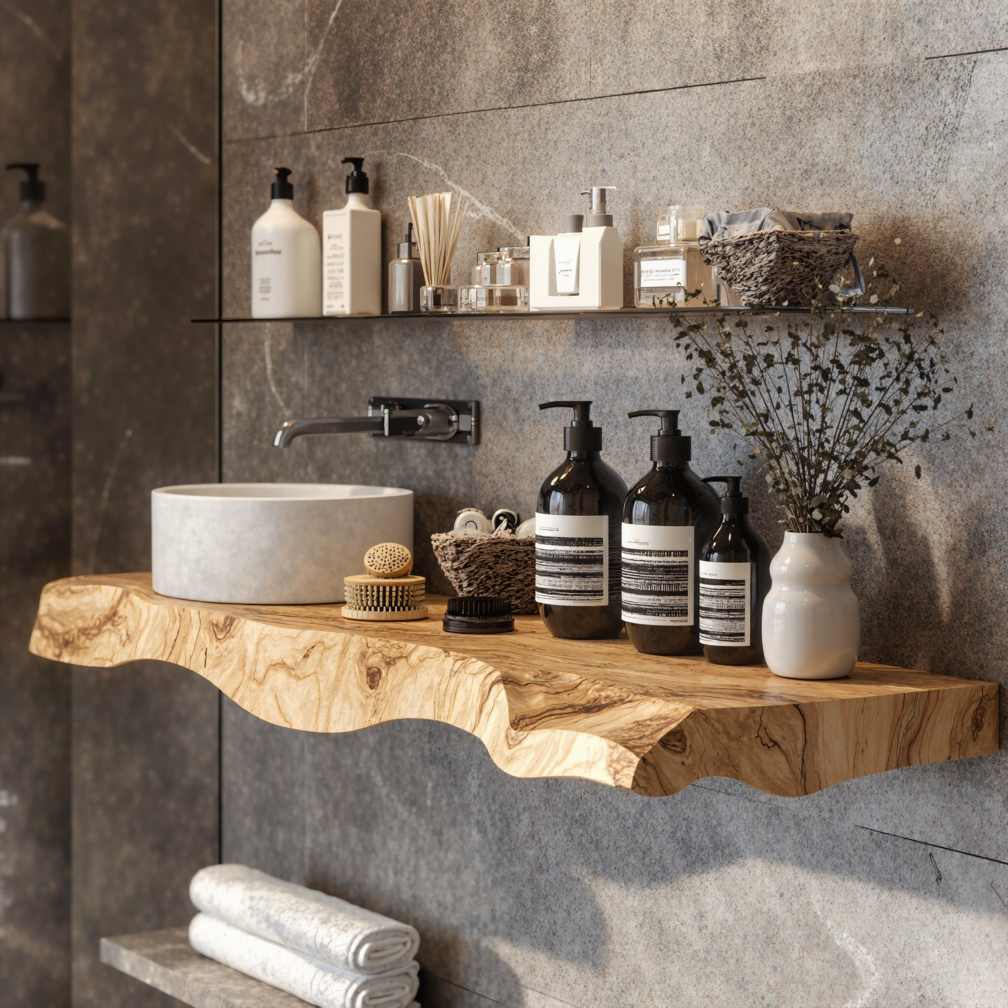 Handcrafted Counter Bathroom Vanity Shelf SILDTBRV045