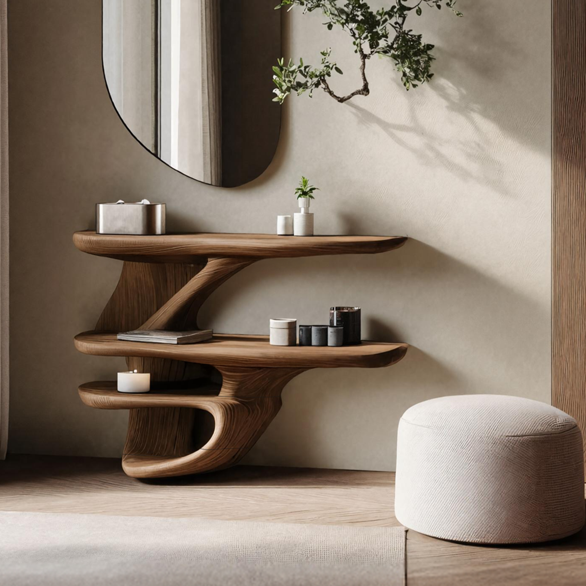 Handcrafted Live Edge Cosmetic Table for Bathroom Use SILDTTNMV010