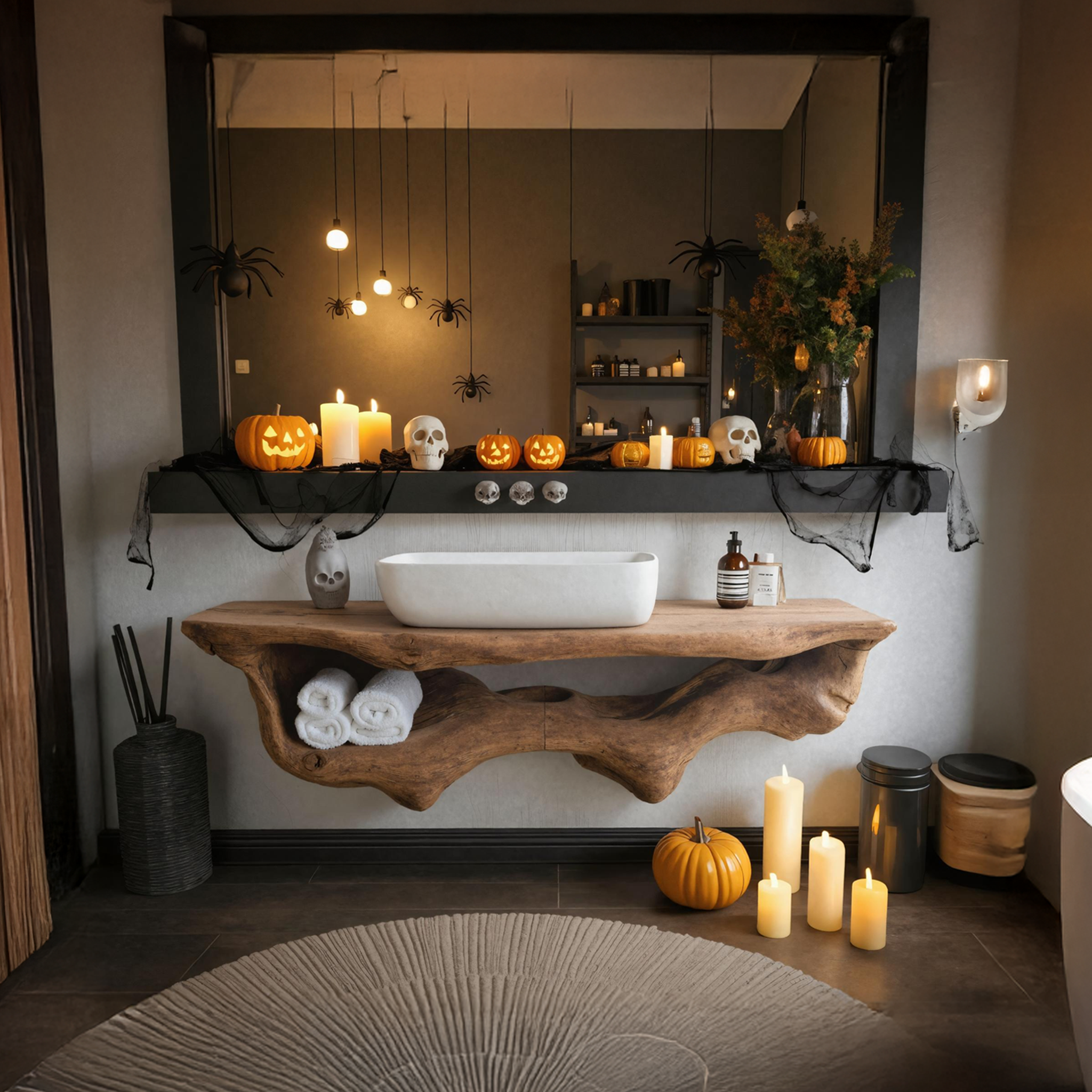 Handcrafted Live Edge Shelf For Bathroom Design Halloween Furniture SILDTTRHBS003