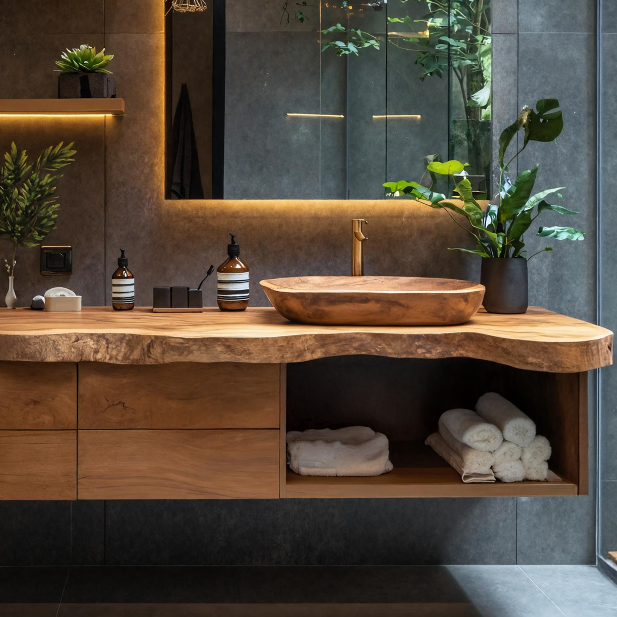 Handcrafted Live Edge Vanity For Bathroom Interiors SILDTTRBRV033