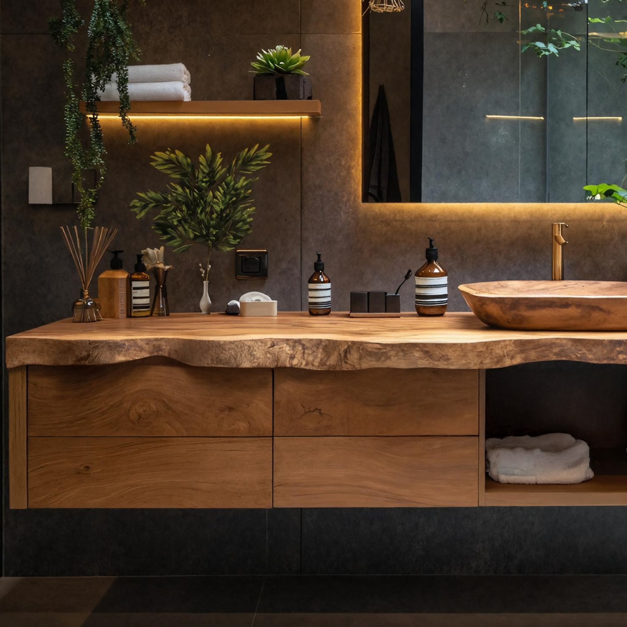 Handcrafted Live Edge Vanity For Bathroom Interiors SILDTTRBRV033