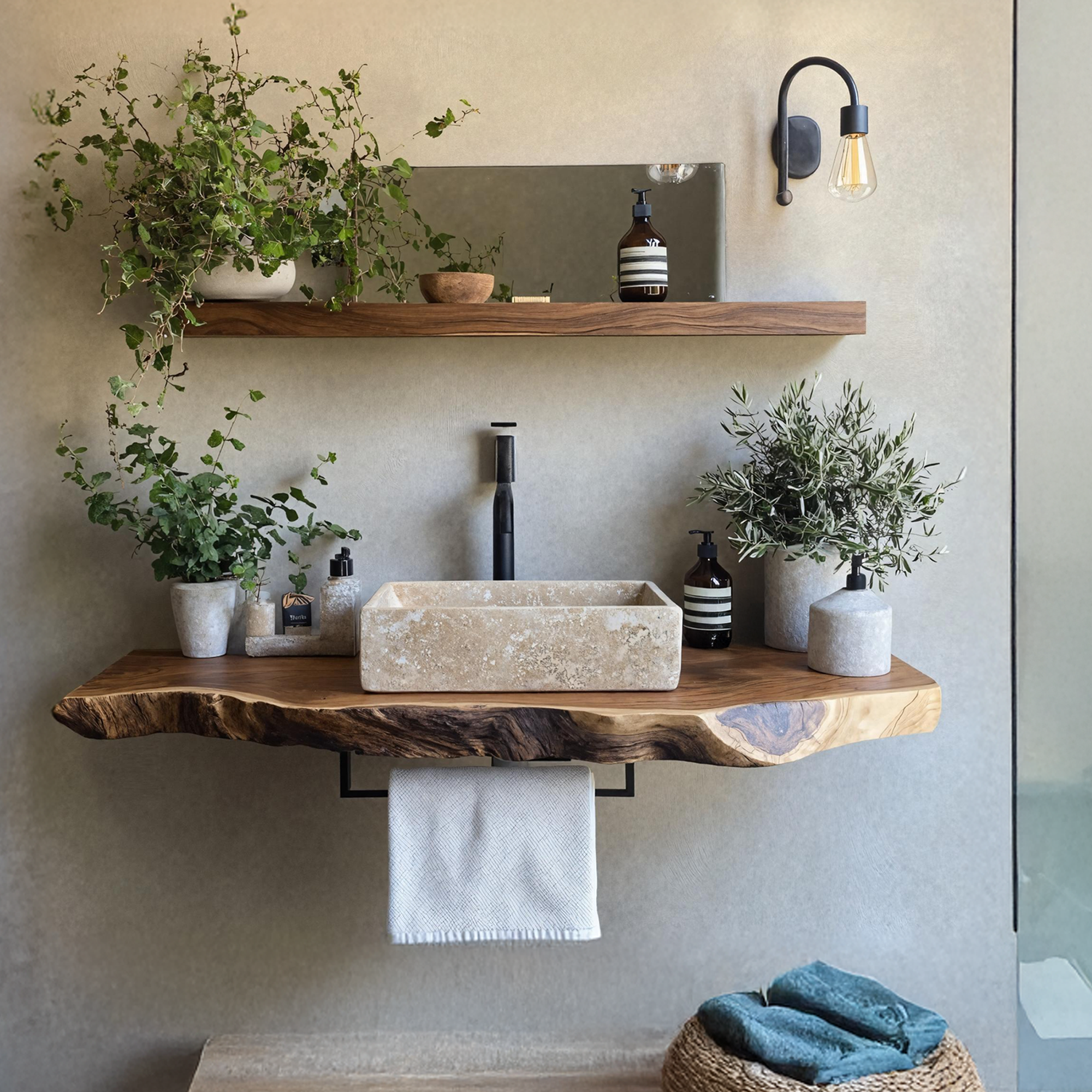 Handcrafted Live Edge Vanity For Modern Bathroom Design SILDTTRBAS003