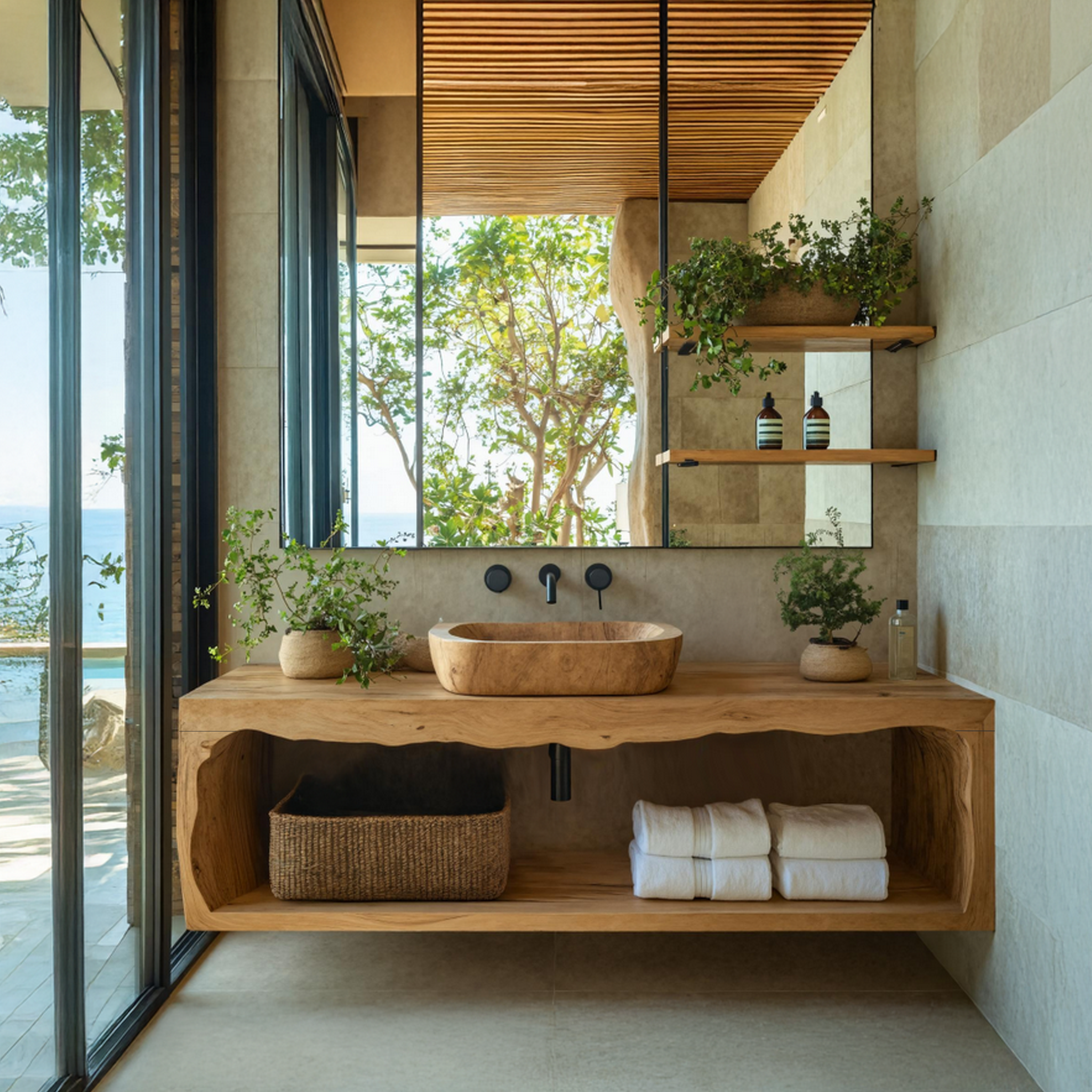 Handcrafted Live Edge Vanity For Modern Bathroom Style SILDTTRBRV019