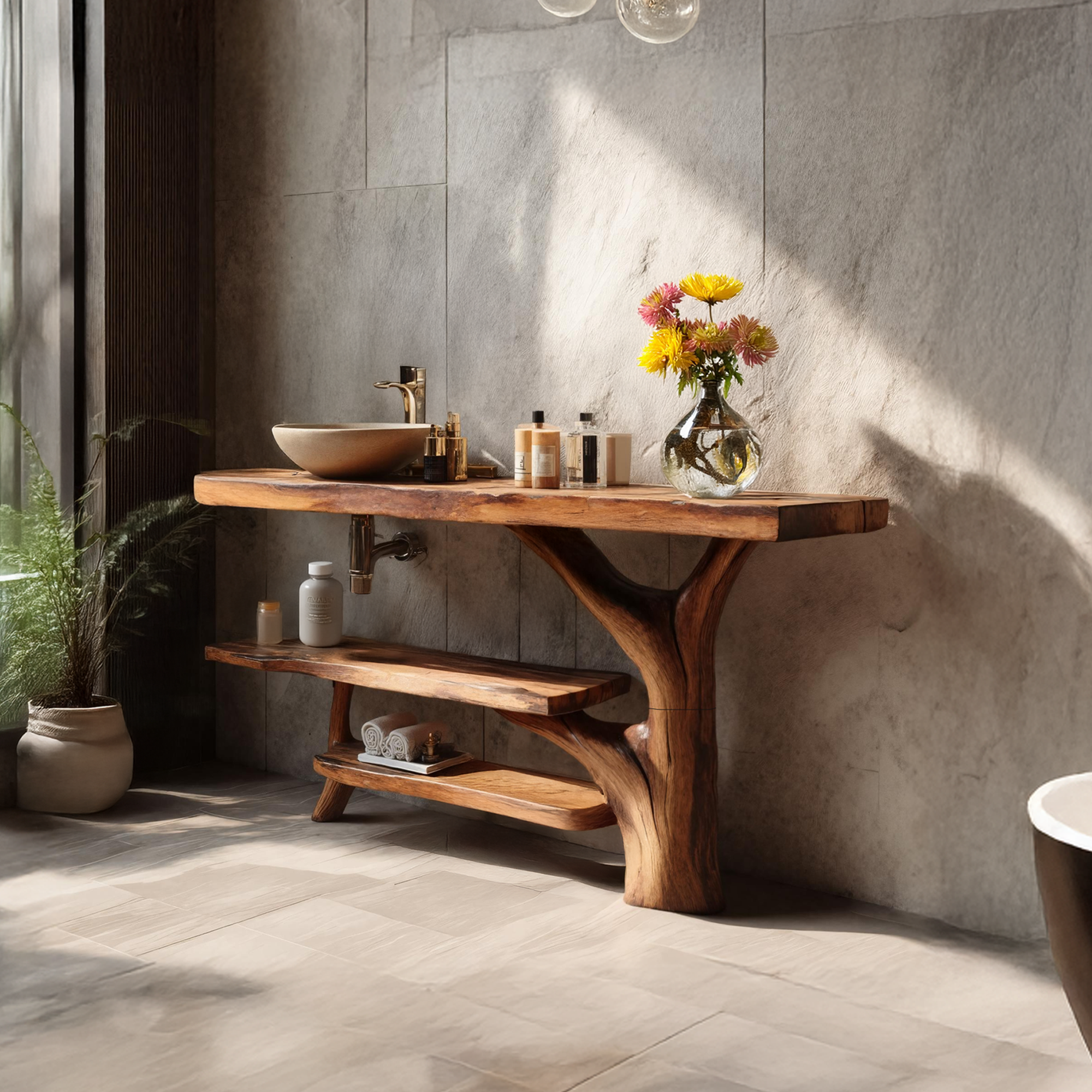 Handcrafted Solid Wood Bathroom Vanity For Elegant Furniture Home Design SILDTTRBRV061