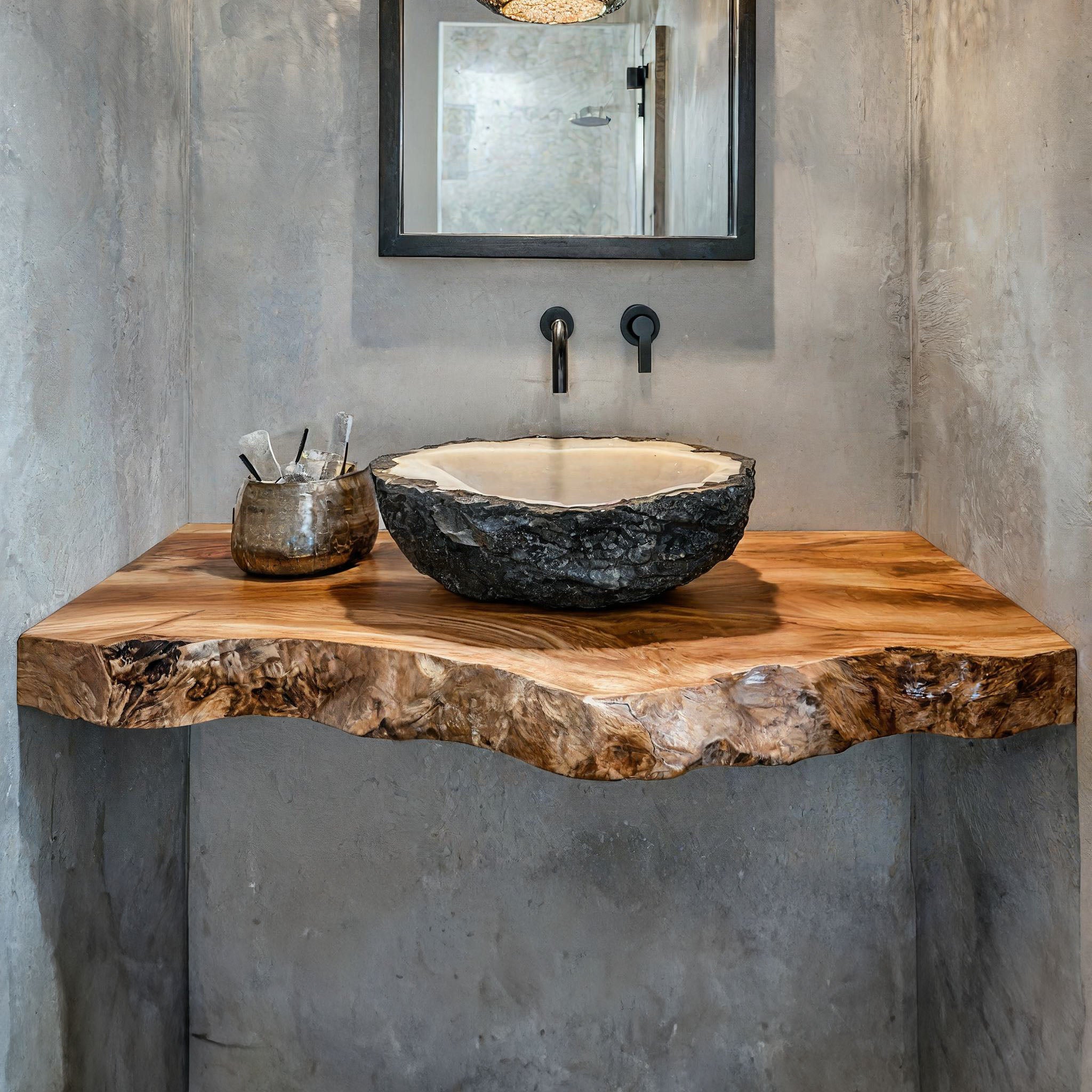 Handcrafted Solid Wood Vanity Unique Bathroom SILDTBRV201