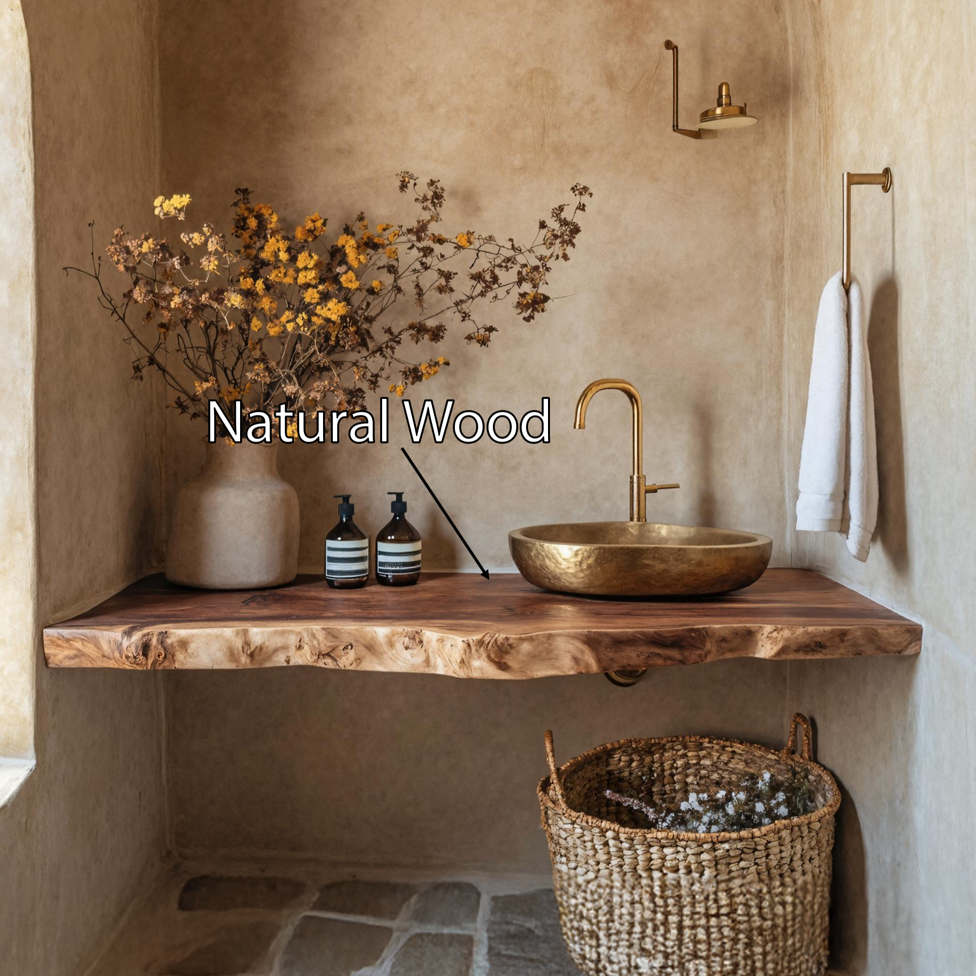 Handcrafted Vanity With Live Edge Look For Bathroom SILDTTRBAS011