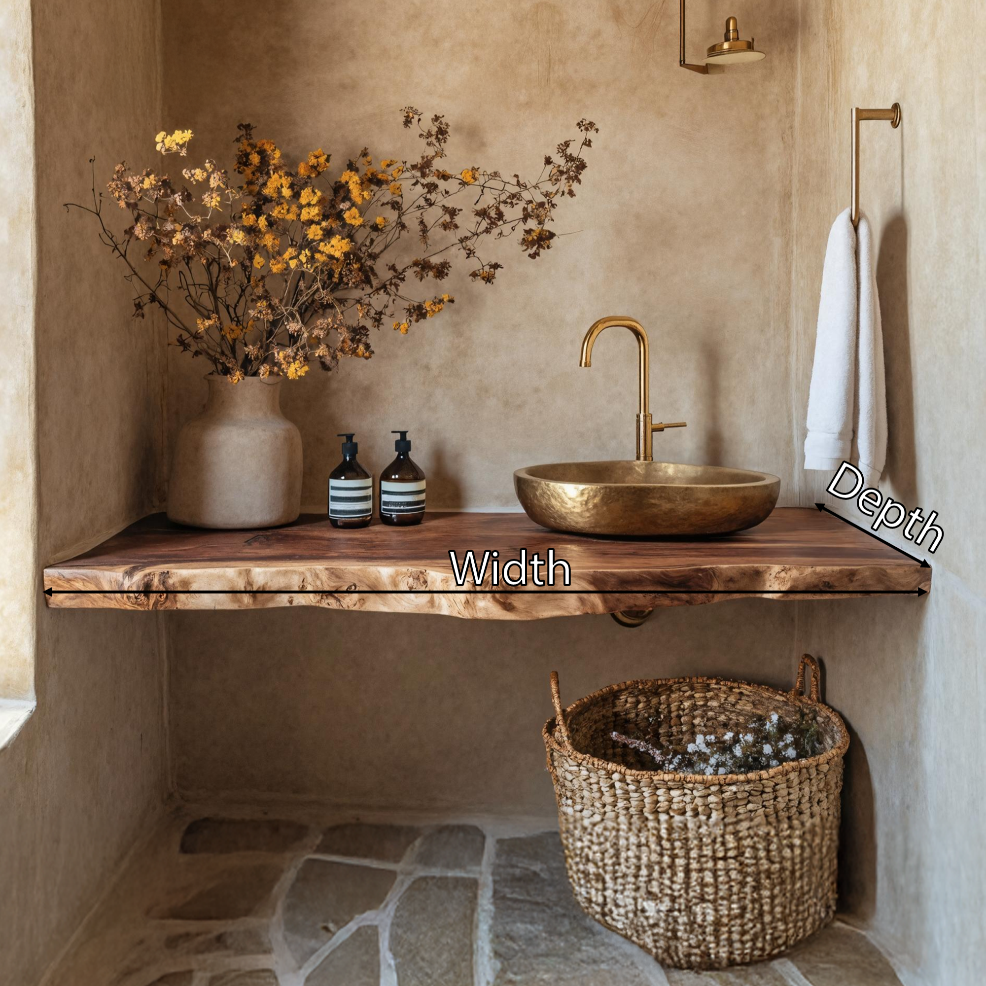 Handcrafted Vanity With Live Edge Look For Bathroom SILDTTRBAS011