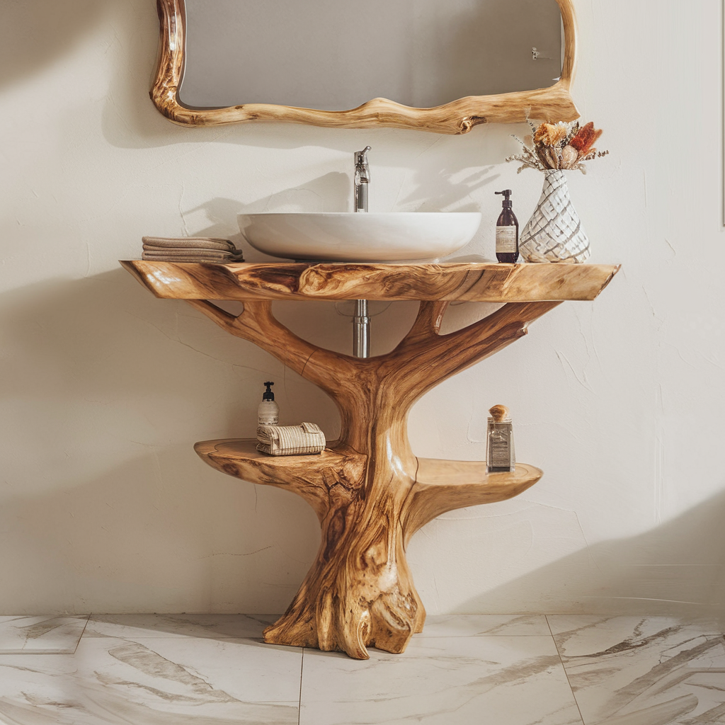 Handcrafted Wood Vanity Bathroom SILDTBRV007