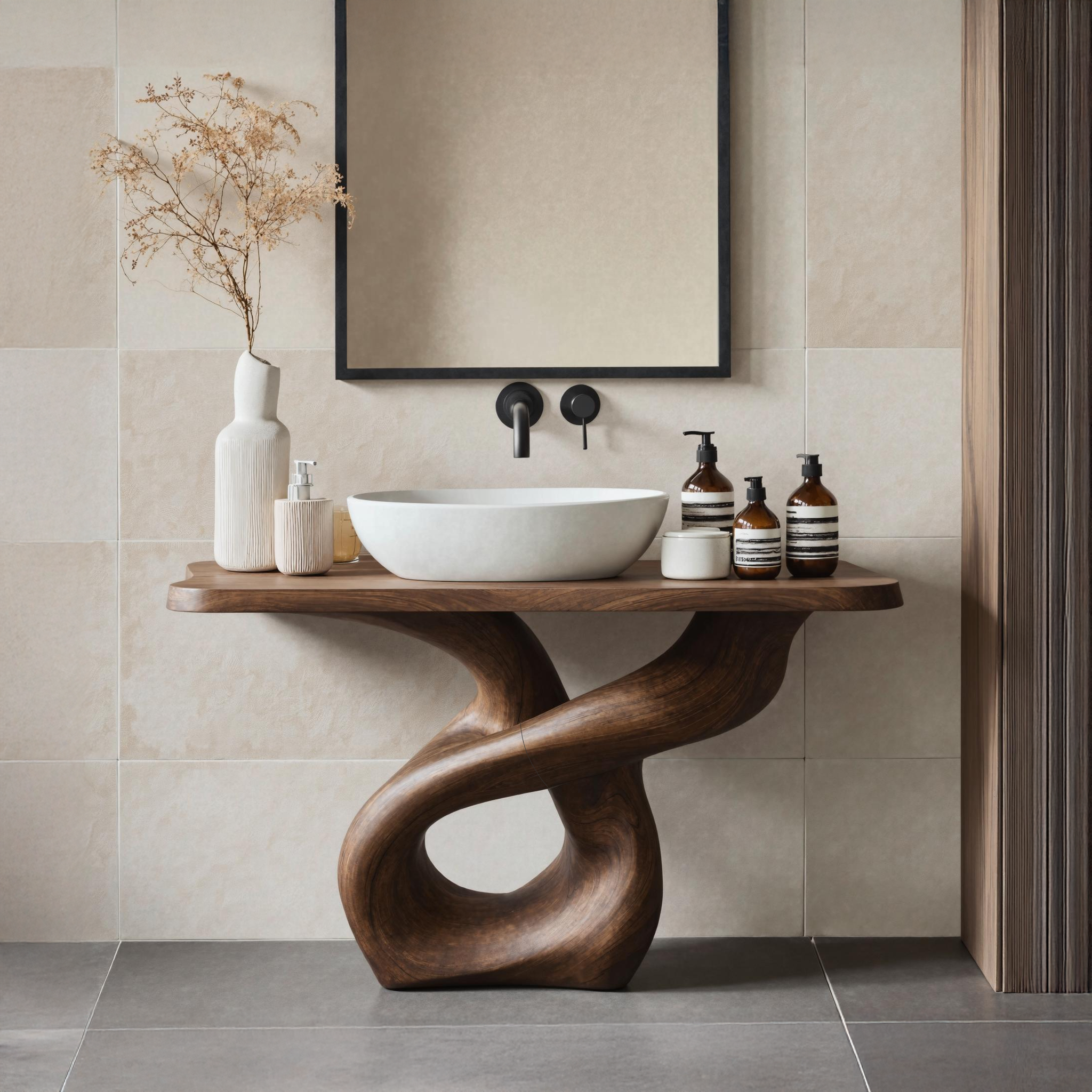 Handcrafted Wood Vanity For Artistic Bathroom Style SILDTTRBRV009