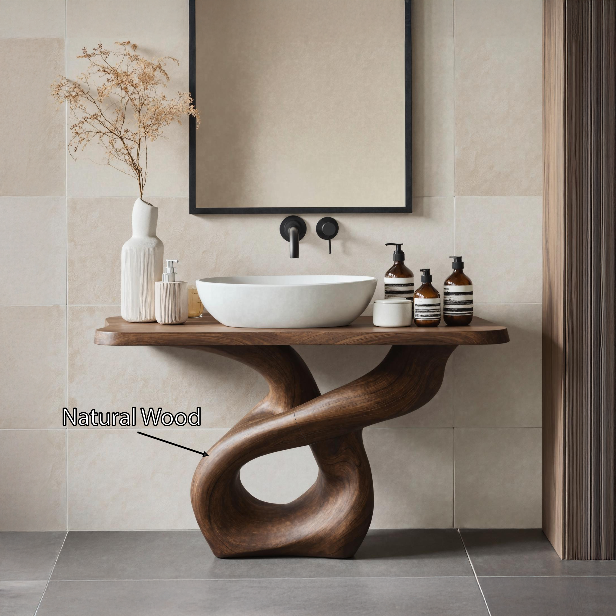 Handcrafted Wood Vanity For Artistic Bathroom Style SILDTTRBRV009