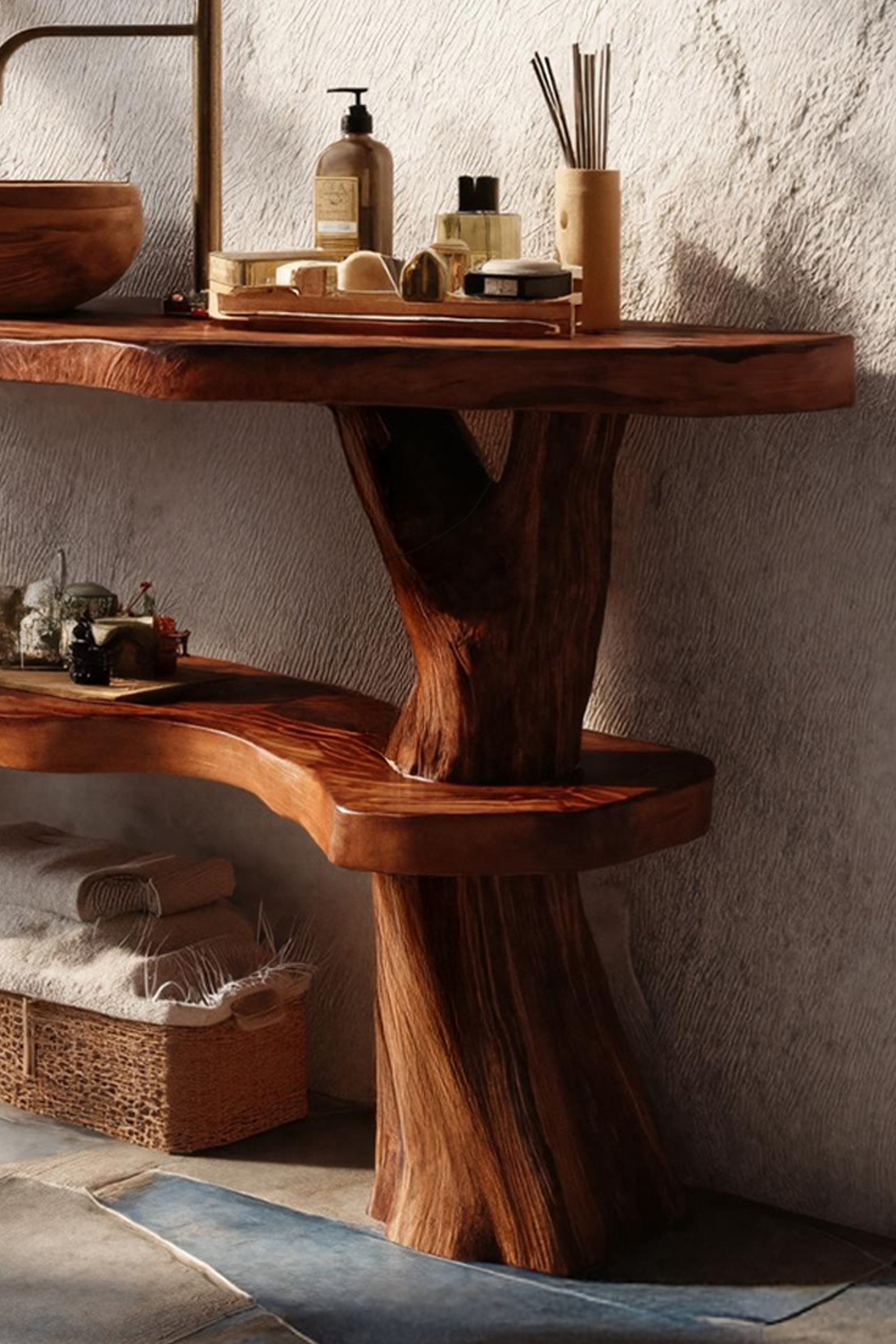 Handcrafted Wooden Live Edge Bathroom Vanity For Bathroom Interior SILDTTRBRV096