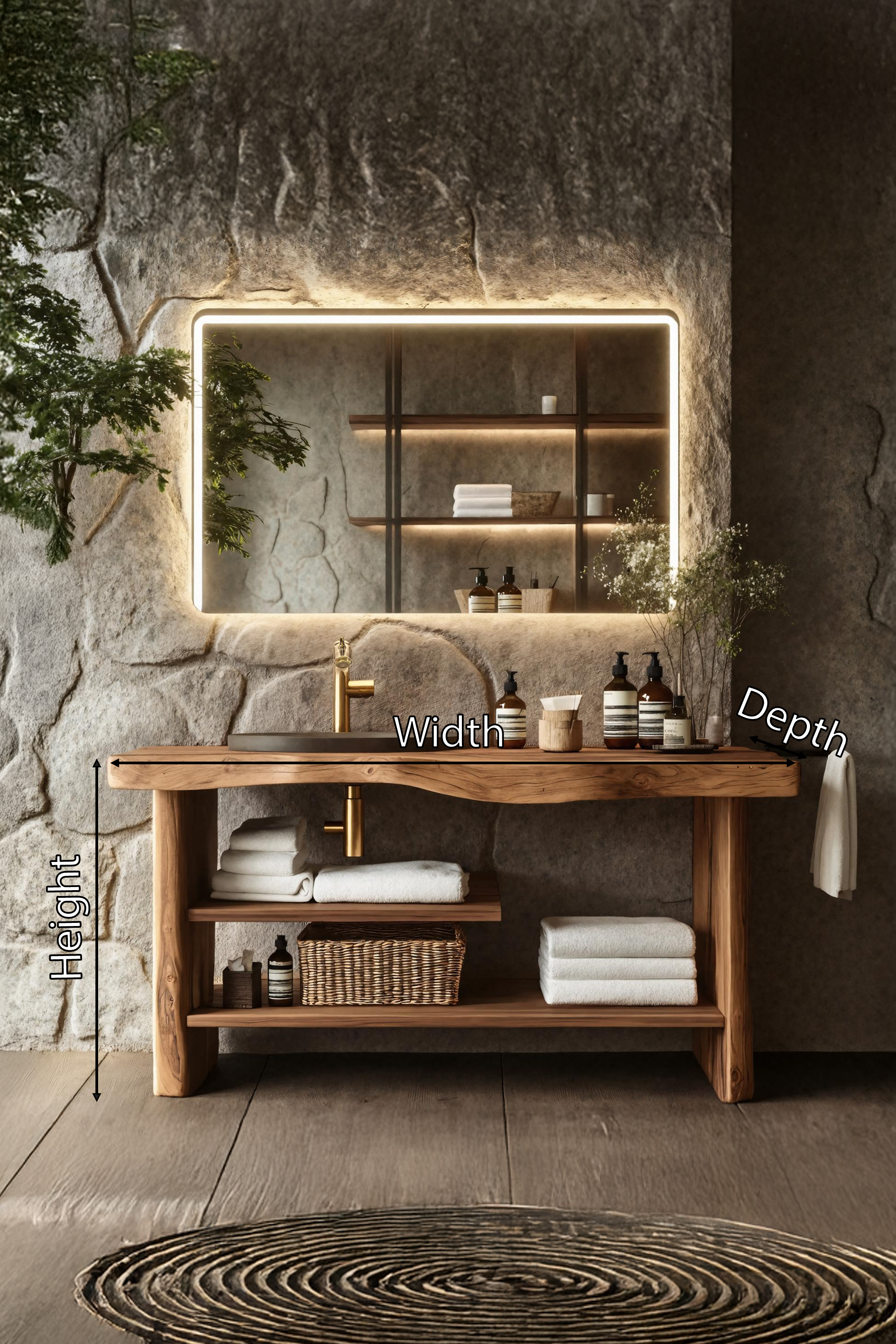 Handcrafted Wooden Storage Vanity For Bathroom Decor SILDTTRBRV055