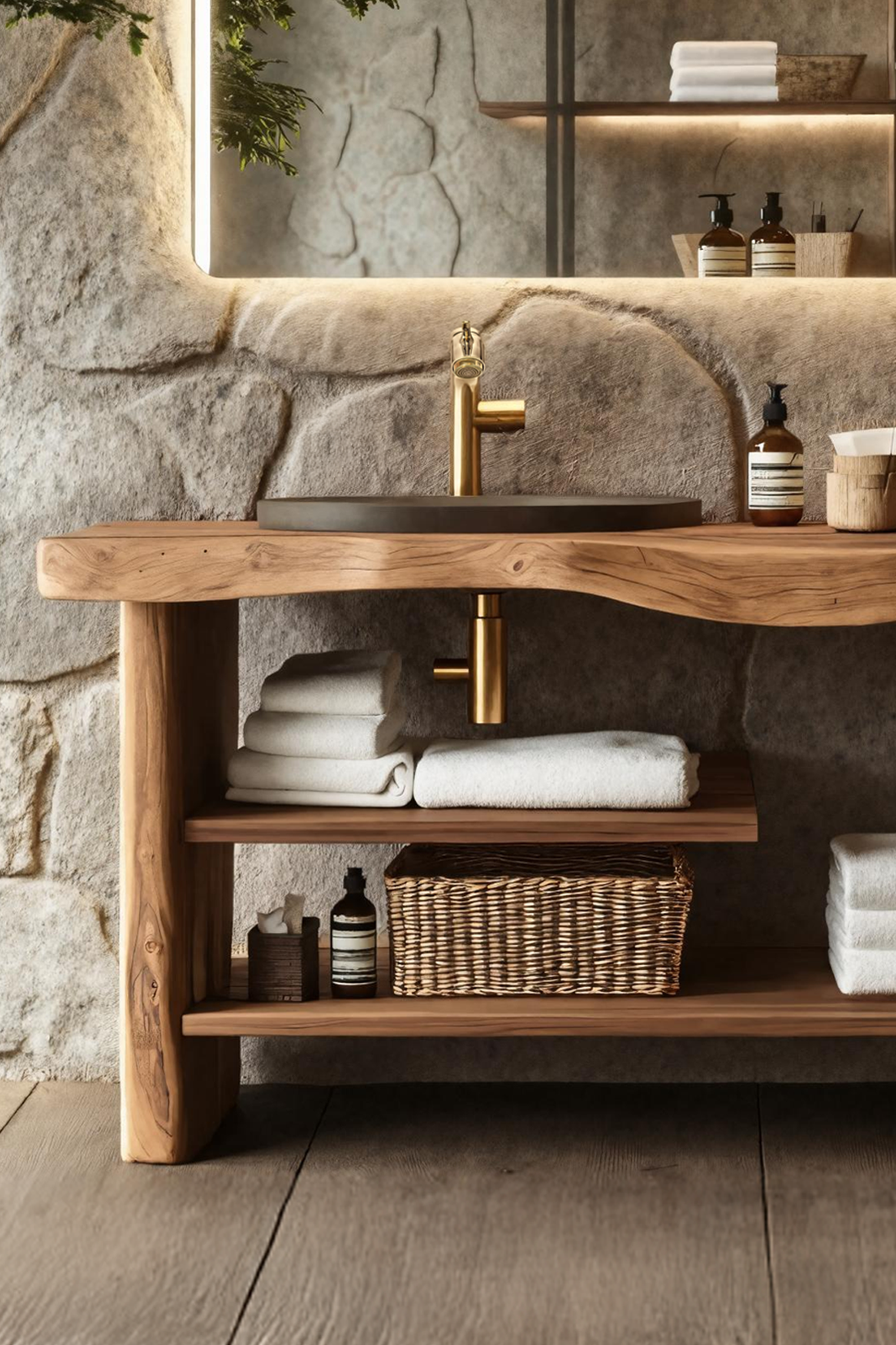 Handcrafted Wooden Storage Vanity For Bathroom Decor SILDTTRBRV055