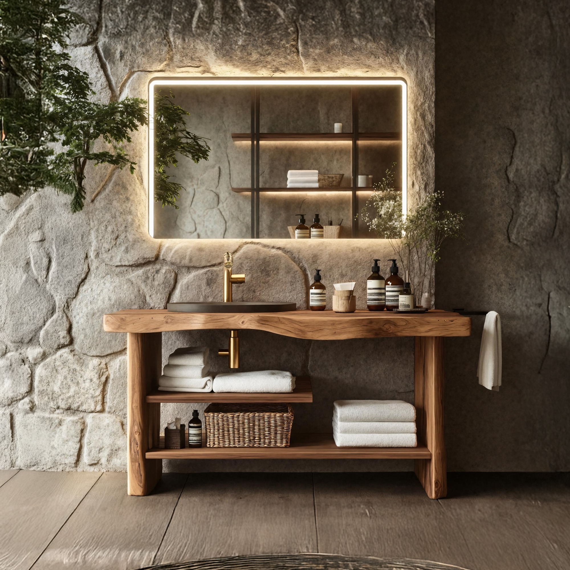 Handcrafted Wooden Storage Vanity For Bathroom Decor SILDTTRBRV055