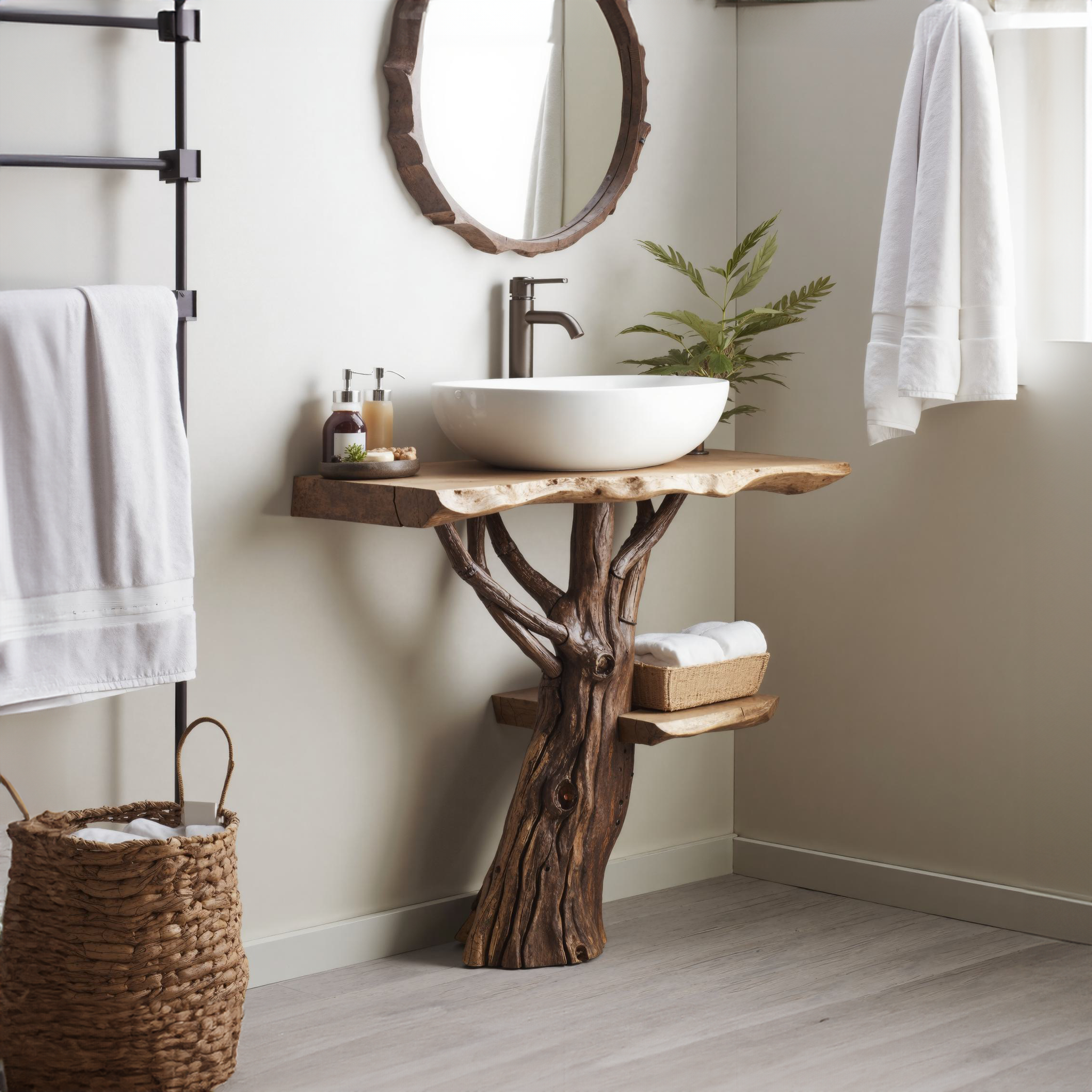 Handcrafted Wooden Vanity Bathroom SILDTBRV021
